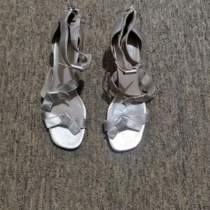 Donald J. Pliner Silver Strappy Bow Sandals